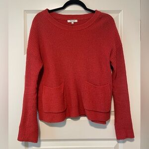Madewell Red Knit Sweater with Front Pockets